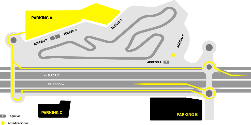 Acceso a los parkings del circuito